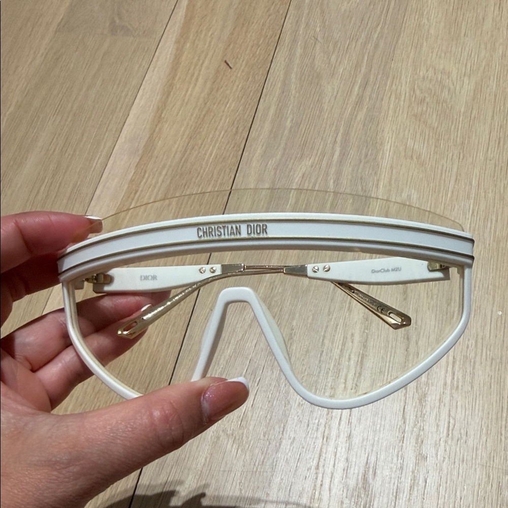 Dior White and Gold Shield Sunglasses